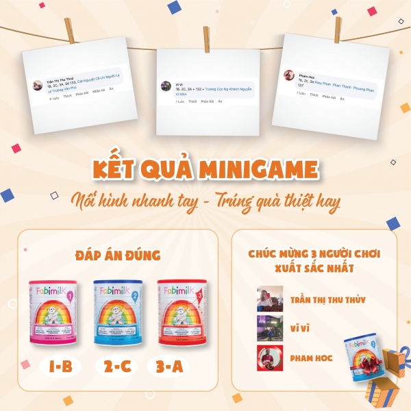 CÔNG BỐ KẾT QUẢ MINIGAME 20/03 - 31/03/2024